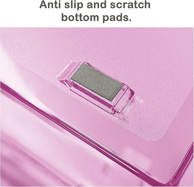 Acrimet 2 Tier Side Load Letter Tray Facility, Desktop File Organizer, A4 Letter Size Paper Organizer, Minimalist Storage Solution Paper Tray for Office, Home, Classroom (Plastic, Clear Pink Color)