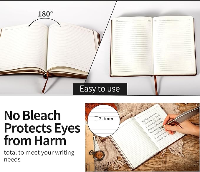 CAGIE Lined Journal for Men Soft Cover Notebook Leather Journals for Writing, 180 Lay Flat Vintage Mens Journal Personal Diary, 5.7'' X 8.3'', Black