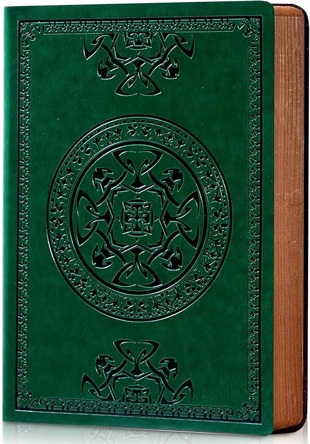 CAGIE Lined Journal for Men Soft Cover Notebook Leather Journals for Writing, 180 Lay Flat Vintage Mens Journal Personal Diary, 5.7'' X 8.3'', Dark Green