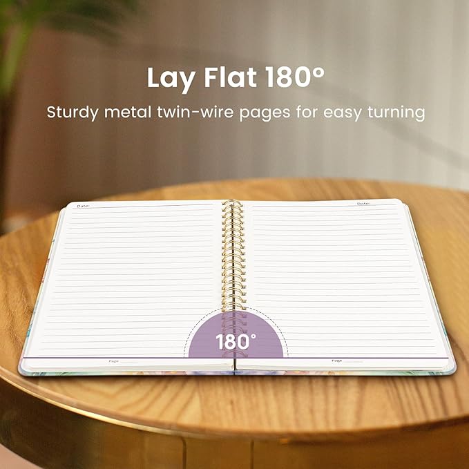 Pretty Cute Lined Spiral Journal Notebook for Women, Aesthetic College Ruled Notebook for Work & Note Taking, A5 Hardcover Journal for Writing, 140 Pages, Colorful Butterfly