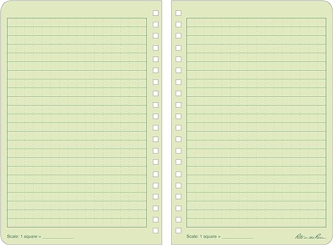 Rite In The Rain Weatherproof Side Spiral Notebook, 4.625" x 7", Green Cover, Universal Pattern (No. 973), 7 x 4.875 x 0.375