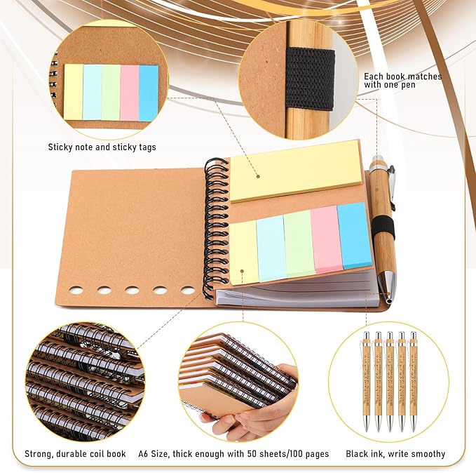 Jetec 12 Sets Bulk Employee Appreciation Gifts Bulk Inspirational Spiral Notebook with Note Ballpoint Pen Thank You Gifts for Volunteer Social Worker Nurse Staff Coworker Students (Amazing)