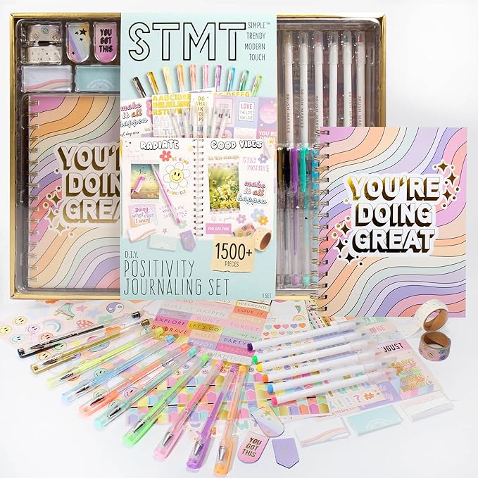 STMT Positivity Journaling Set, Includes Over 1500 Gratitude Journal Supplies, Self-Care Journal, Guided Journal, Daily Journal With Prompts, Bullet Journal Kit, Mindfulness Journal, Great Gifts