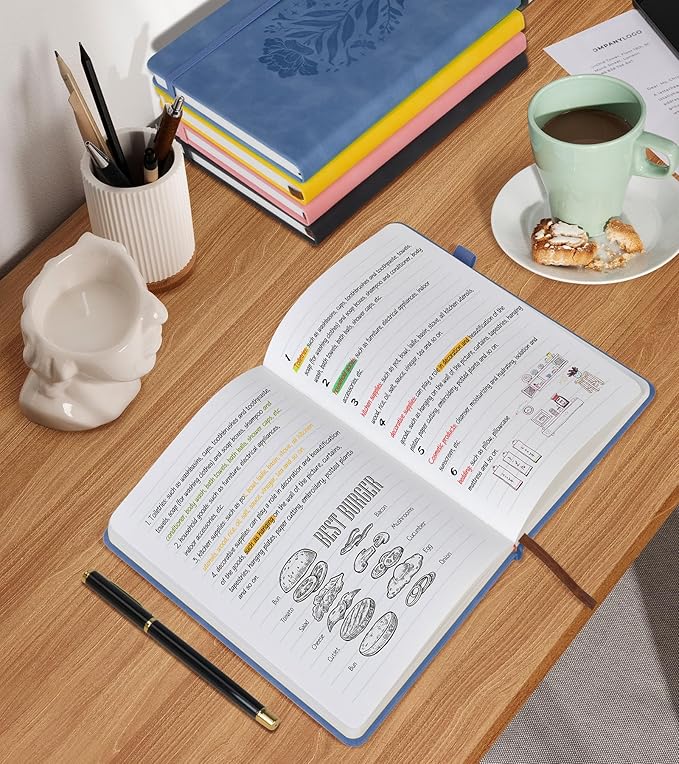 Lined Journal Notebook for Women, A5 Hardcover Leather Journals for Writing, 200 Pages Thick Travel Daily Journal, College Ruled Notebook for Work School, Note Taking,5.75'' X 8.38'' Darkblue