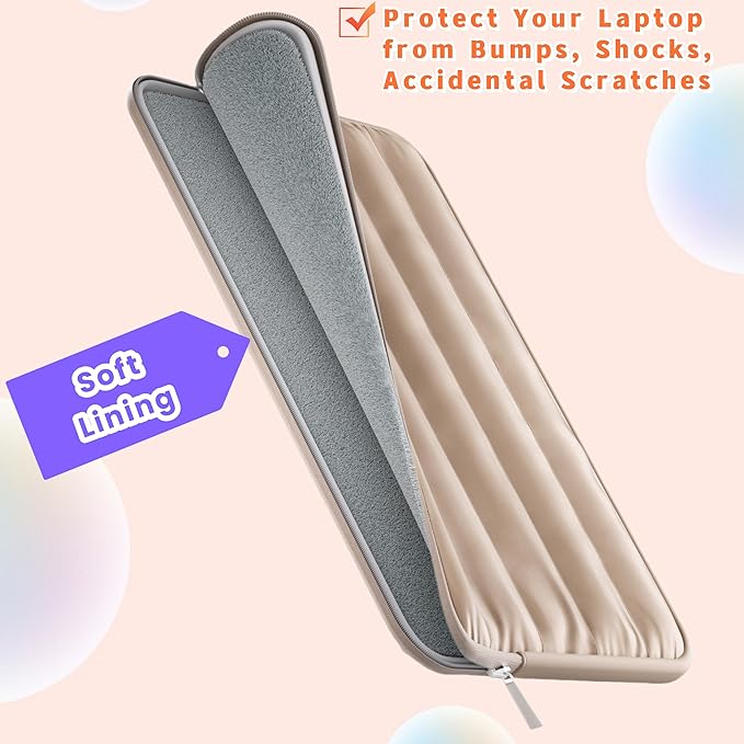 LS-M Puffy 13-14 Inch Laptop Sleeve Case for Women Men Cute Carrying Cover Compatible with MacBook Air M2, MacBook Pro 14 Protective Portable Case (Green, 15-16inch)