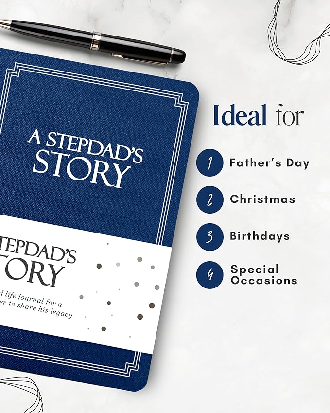 Stepdad's Life Story Journal (Hardcover): A Meaningful Keepsake for Stepdad to Share His Journey & Memories, Book Includes 250+ Prompt Questions, Sentimental Gift for Father's Day, Birthday, Christmas