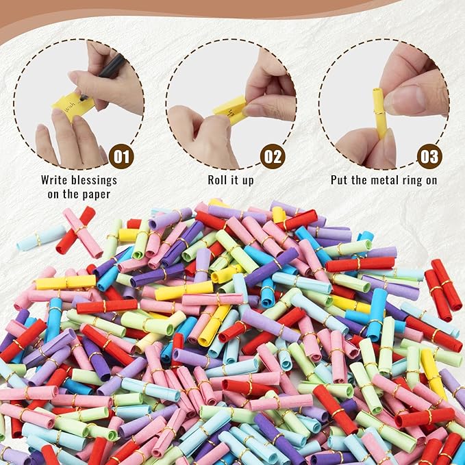 300 Pieces Colorful Scroll Paper Mini Message In a Bottle Message Paper Scrolls Mini Lucky Wishing Paper Rolls for Birthday, Anniversary, Valentine