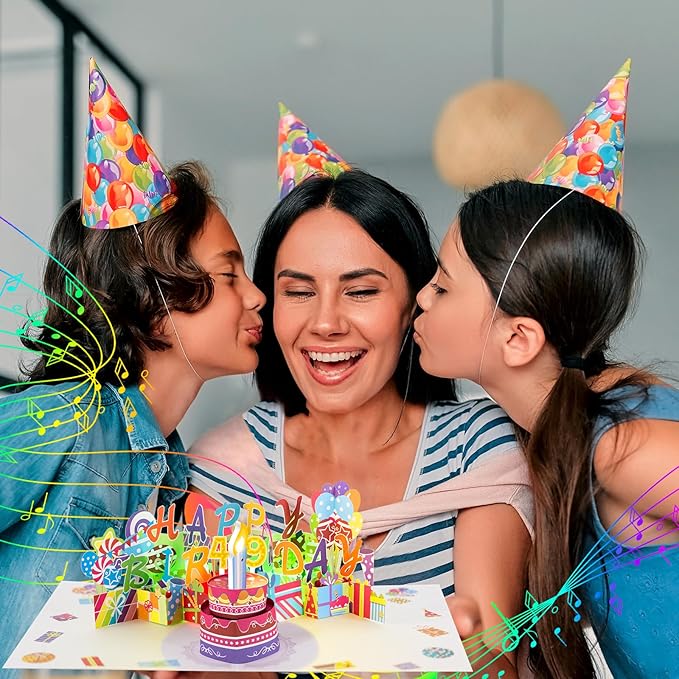Gumry 49TH Musical Birthday PopUp Card, Blowable Colorful Light Candle 3D Cards with Song, Applause Cheers Sound, Greeting Cards Birthday Gifts Decorations for Women Men Turning 49 Years Old