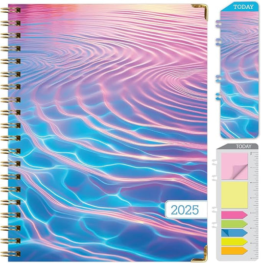 HARDCOVER 2025 Planner, 8.5"x11": 14 Months (November 2024 - December 2025), Daily Weekly Monthly Planner, Yearly Agenda, Bookmark, Pocket Folder and Sticky Note Set (Summer Bliss)