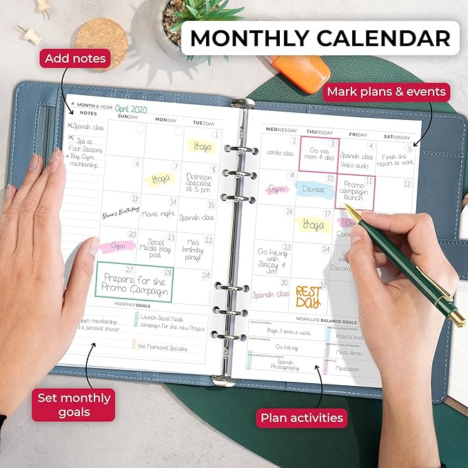 Clever Fox Weekly Planner Binder – Goal Setting Planner for Time Management & Weekly Tasks – Work & Life Organizer with to Do List & Habit Tracker – Undated, 7″ x 9″ Hardcover (Windy Blue)