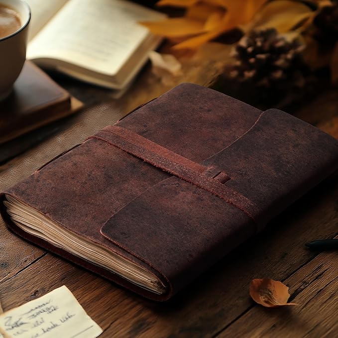 LEATHER VILLAGE Leather Bound Journal - Fuchsia, 13"X8", 220 Pages - Vintage Blank Paper Diary for Writing, Drawing, Sketchbook, and Travel Notebook - Ideal for Women and Men