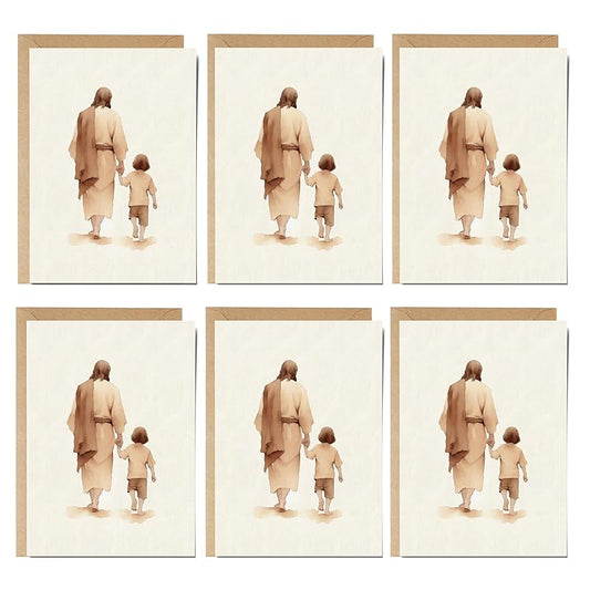 | The Way He Leads | Christian Greeting Cards Set of 6 with Envelopes | Scripture Biblical Cards, Jesus Decor Christian Gifts for Women, Religious Gifts Christian Décor (5"x7")