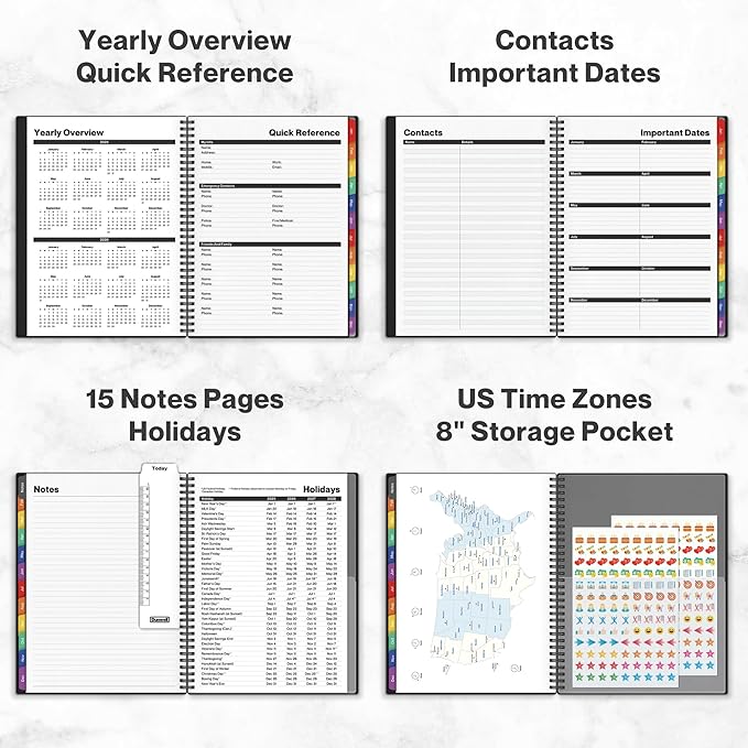 Dunwell 2025 Planner Weekly Monthly, 8.5x11 (Colorful), Jan 2025 to Dec 2025, Large Planner Book with MonthlyTabs, Daily Calendar Agenda Book 8.5 x 11
