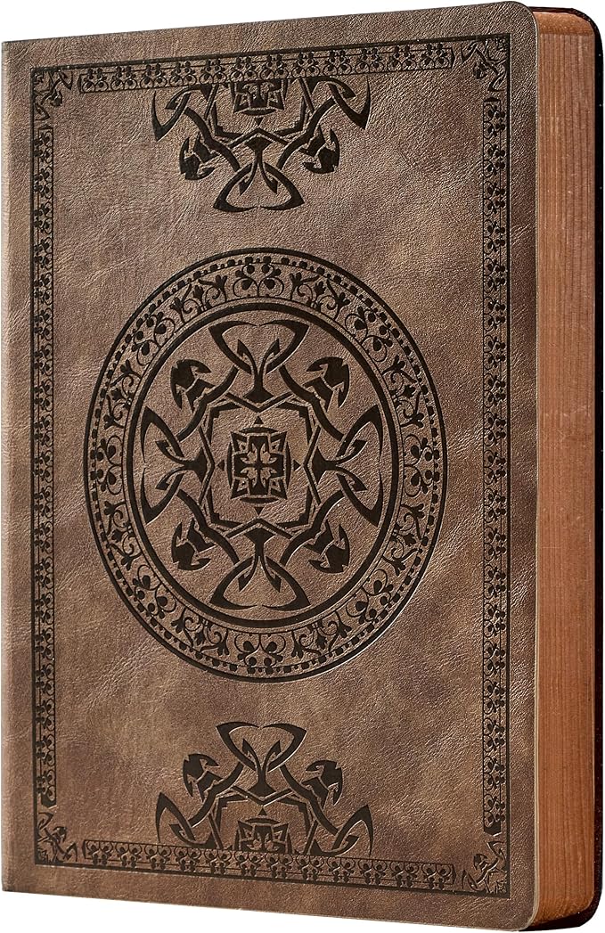 CAGIE Leather Vintage Journal for Men Soft Cover Lined Pages Notebook 180 Lay Flat for Writing Travel Diary, 5.7'' x 8.3'', Dark Brown