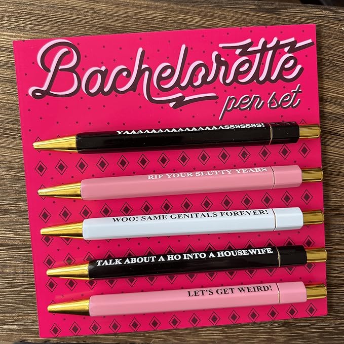 Jxueych Funny Pens 5-Count, Black Ink,Medium Nib 1.0mm, Funny Office Gifts for Coworkers, Personalized Pens Vibrant Funny Quotes Swear Word Daily Pen Set (N)