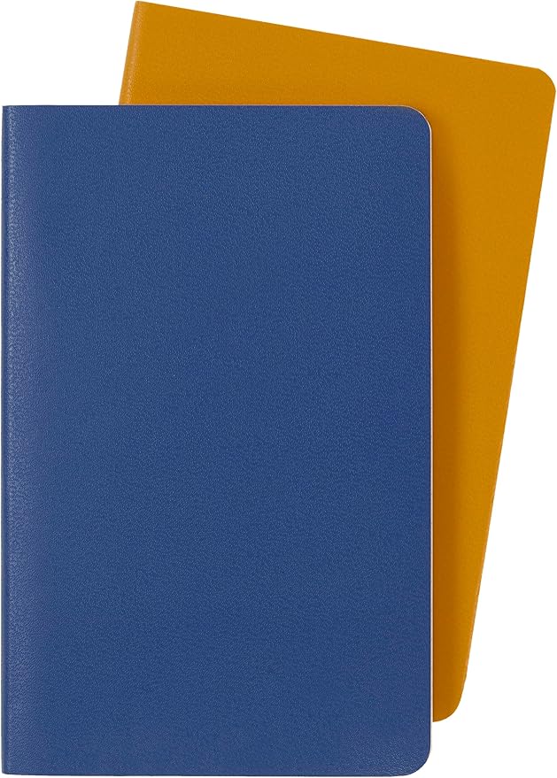 Moleskine Volant Journal, Soft Cover, Pocket (3.5" x 5.5") Plain/Blank, Forget-Me-Not Blue/Amber Yellow, 80 Pages (Set of 2)