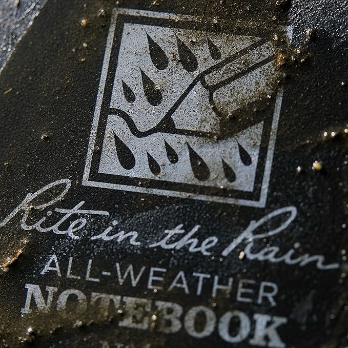 Rite In The Rain All-Weather Side-Spiral Notebook, 4 5/8" x 7", Black Cover, Universal Pattern (No. 773)