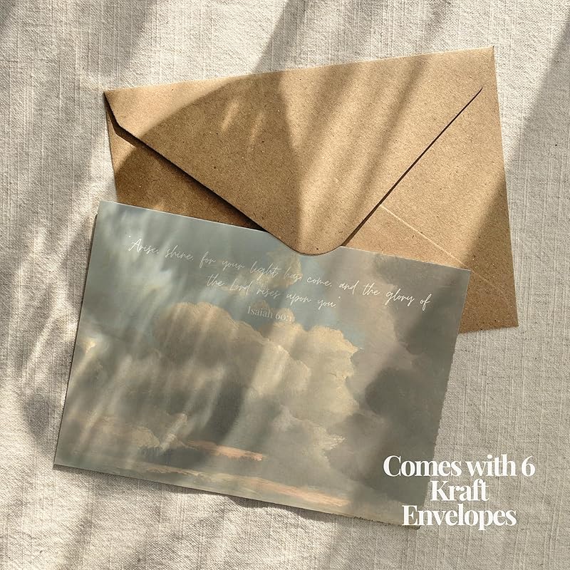 | Christian Greeting Cards Set of 6 with Envelopes |Jesus Decor & Christian Gifts for Women, Scripture Cards Biblical Cards Religious Gifts Christian Home Décor (5"x7" Scenic Scripture Set)