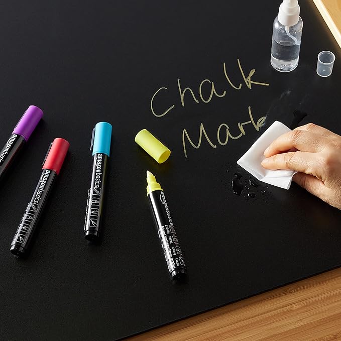 Amazon Basics Bullet/Chisel Reversible Tip Chalk Markers, Bold Point, 8 Pack, Bright Colors
