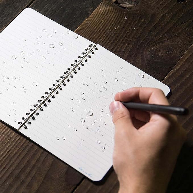 Rite in the Rain Weatherproof Side Spiral Notebook, 4.625" x 7", Yellow Cover, Journal Pattern (No. 393)