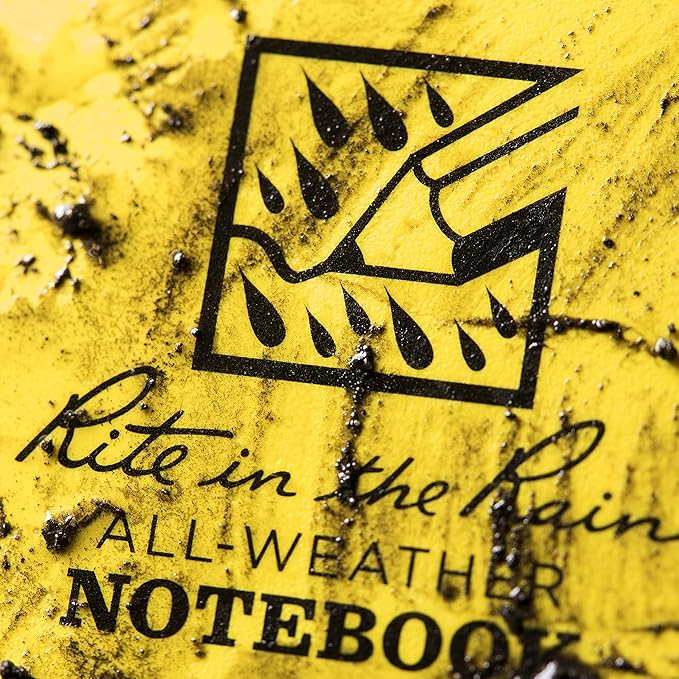Rite in the Rain Weatherproof Side Spiral Notebook, 4.625" x 7", Yellow Cover, Transit Pattern (No. 303)
