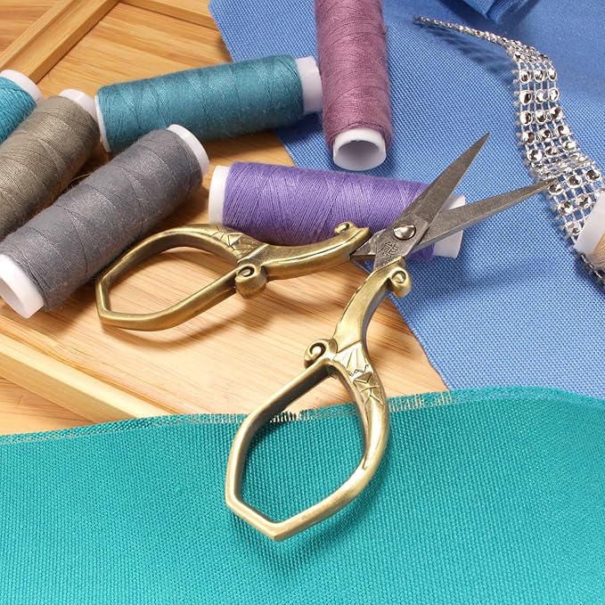 JubileeYarn Chinese Wing & Cloud Embroidery Craft Scissors - Antique Silver - 3 Scissors