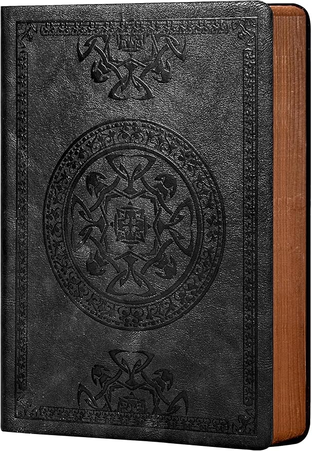 CAGIE Lined Journal for Men Soft Cover Notebook Leather Journals for Writing, 180 Lay Flat Vintage Mens Journal Personal Diary, 5.7'' X 8.3'', Black