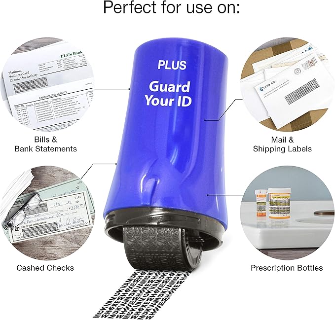Identity Theft Prevention Security Stamp Wide Roller Security Stamp Kits (Blue)