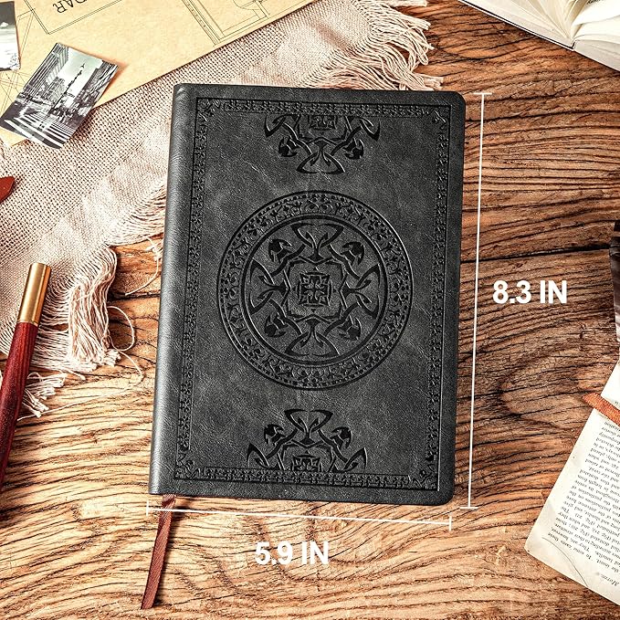 CAGIE Lined Journal for Men Soft Cover Notebook Leather Journals for Writing, 180 Lay Flat Vintage Mens Journal Personal Diary, 5.7'' X 8.3'', Black