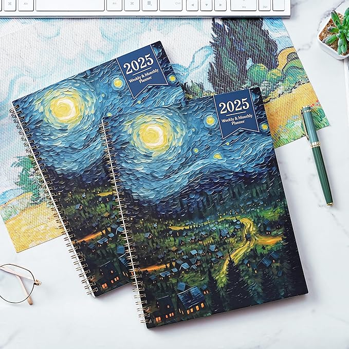 2025 Planner - Planner 2025, Jan 2025 - Dec 2025, 2025 Planner Weekly and Monthly, 8.5" x 11" 2025 Calendar Monthly Planner with Tabs& Pocket, Flexible Cover, Twin-Wire Binding- Oil Painting